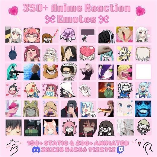 350  Cute Chibi Anime Reaction Emotes Pack | Funny GIF Twitch Emotes Bundle | Discord Animated Stickers | Streamer Emotes for Youtube Kick - Etsy