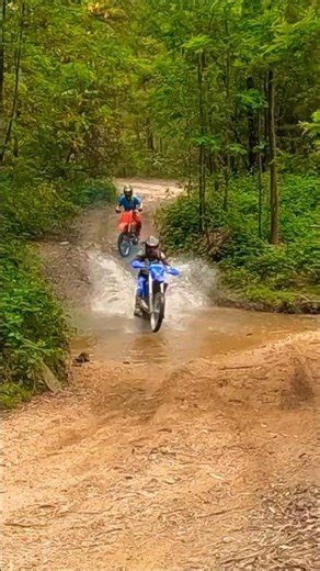 Rutted Track Ends Underwater 🤿 #enduro #dirtbike #ride #motovlog #watercrossing #submerged