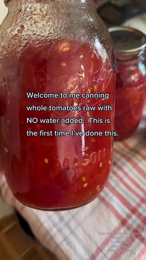 Raw pack whole roma tomatoes canned. I didn’t want to dilute the flavor with adding water. I had seen this method last year and want to try. Even with leaving a generious 1” headspace I had some syphoning. Next time I will be sure to heat it slower and hopefully avoid syphoning. For noe hopefully these stay good as they are all sealed up #tomatoes #preservingtomatoes #gardenfreshtomatoes #canning #romatomatoes #gardenfood