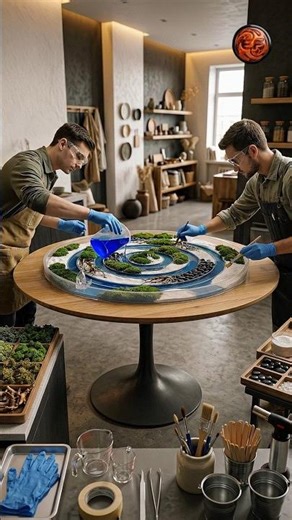 This Epoxy Resin Table Looks Like a Tiny Planet 🌍✨