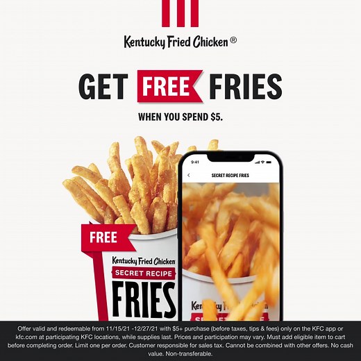 1.9K reactions · 155 shares | Download the KFC app and spend $5 for a free large fry with your order! | KFC | Facebook