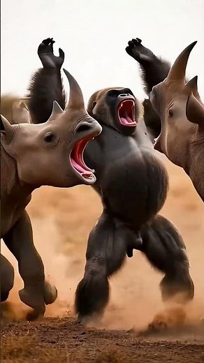 Super Gorilla vs Super Rhino The most massive match in this century!!