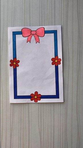 Blue Frame Bow Flower Border design/6 easy border design/Project design/Priyanka Gunwal #shorts