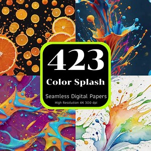 423 Color Splash Seamless Patterns, Colorful Seamless, Seamless Digital Papers, Ink Splash, Watercolor Splash, Seamless Bundle, 4k High Res - Etsy