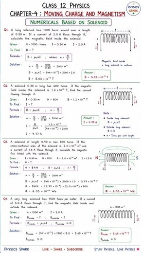 Class 12 Physics Chapter 4 | Solenoid Numericals | Moving Charges and Magnetism | Board Exam 2027 |
