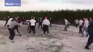 Rival football hooligans in organised fist-fight battle