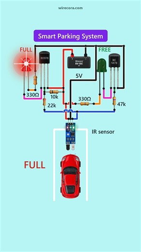 🚗 Smart Parking System with IR Sensor and 2 LEDs