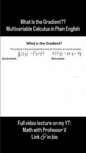 What Is the Gradient?? Multivariable Calculus Explained #Shorts