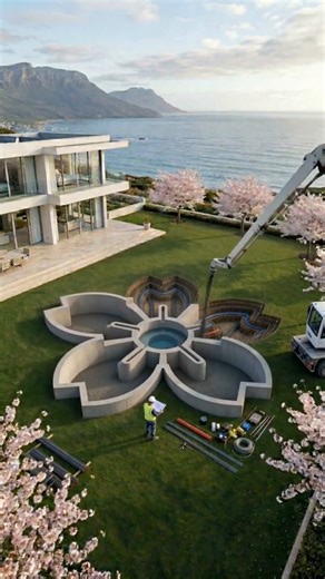 I built a Luxury Sakura-Shaped Swimming Pool in My Backyard 🌸