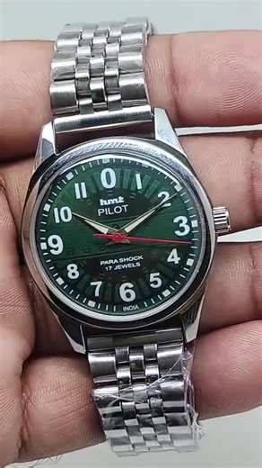 HMT Pilot Mechanical Hand-winding 17 Jewels | Green Dial Stainless Steel Men’s Wrist Watch - Etsy