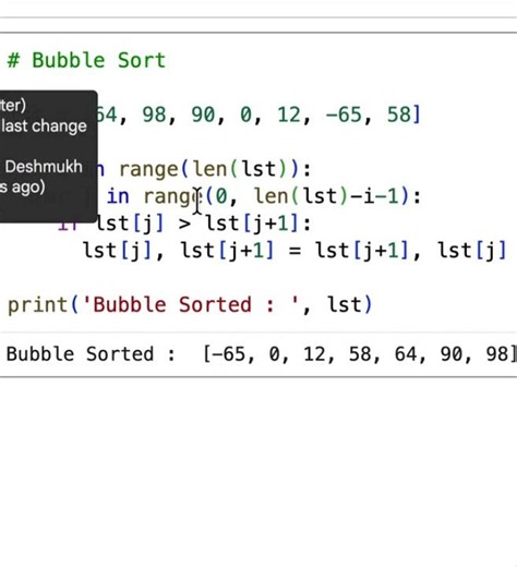 Python Code for Bubble Sort
