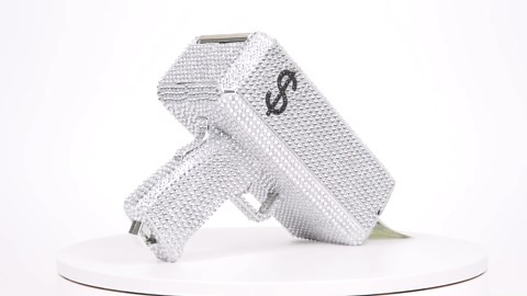 Money Gun Shooter - Cash Cannon Money Guns - Money Shooter Gun - Money Guns That Shoot Real Money - Fake Money Gun - Cash Gun - Silver Glam Money Gun Party Favor