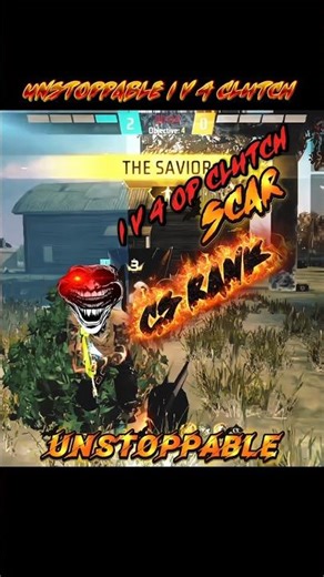 1v4 UNSTOPPABLE CLUTCH! 🥶😯 || The Saviour! 1v4 ACE in CS Rank! #FreeFireEdit
