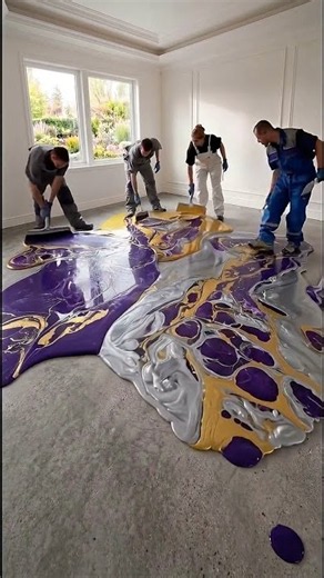 Client wanted a $28,000 Royal Purple & Gold bedroom... 🤯💜 #epoxyfloor#interiordesign#qualityflooring