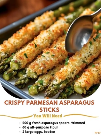 3.5K views · 13 reactions | Crispy  Parmesan Asparagus Sticks Ingredients Fresh asparagus spears, trimmed. All-purpose flour. Eggs, beaten. Panko breadcrumbs. Grated Parmesan cheese. Garlic powder. Salt. Black pepper. ..... Full Recipe in Coʍmеոτ  ⚡ | Mommy Needs A Recipe | Facebook