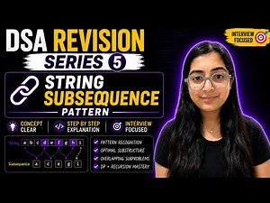 DSA Strings Revision #5 🚀 | Subsequences Pattern in Strings | FAANG Interviews