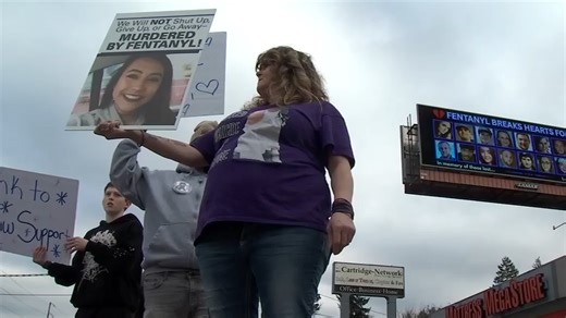 Families gather with signs to grieve loved ones, raise awareness about fentanyl in SW Portland