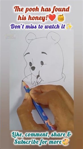 The Hungry Pooh 🧸🍯 | Cute & Easy Cartoon Drawing #Shorts #WinnieThePooh #CartoonDrawing #CuteDrawing