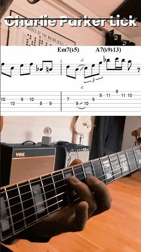 Charlie Parker Jazz Guitar Lick / Solo Transcription With Tabs (Blues For Alice) #jazzguitar