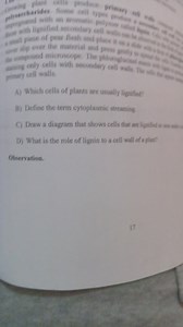 A) Which cells of plants are usually lignified?B) Define the t... | Filo