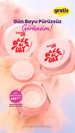 Gratis on Instagram: "Beaulis Fun Bake My Day Toz Pudra makyajını sabitleyerek gün boyu pürüzsüz ve doğal bir görünüm sağlıyor. 😍✨​ Hemen keşfetmek için sen de Gratis’e gel, #güzelbakkendine 💜"