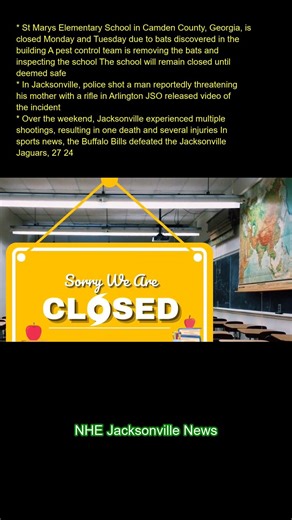 St. Marys Elementary School in Camden County, Georgia, is closed Monday and Tuesday due to bats disc
