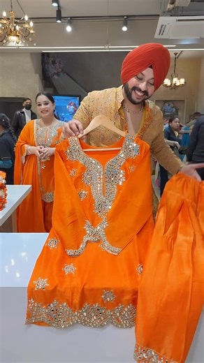 Label Amrita on Instagram: "Orange Chinon Heavy Mirror work Salwar Suit with Stylish Potli ST0144 Follow @label_amrita for more design You can Purchase these trending designs on our Website WWW.LABELAMRITA.COM (link in Bio & Stories) Note- We Don’t take orders on Calls ,Whatsapp Or DM Shipping worldwide 🌍 Shipping free 🇮🇳 No COD"