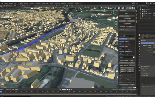 Blender里使用Blender OSM插件 创建城市