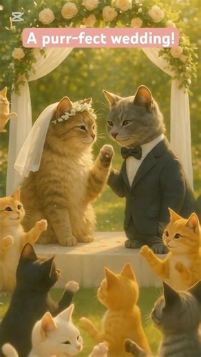 Fluffy Bride and Groom Celebrate Their Special Day