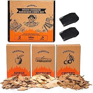 Wood Chips for Smoker | 5 oz Smoker Chips per Box | 3 Smoker Chips: Apple, Hickory, Cherry | Smoking Wood Chips Chunks BBQ Accessories | Grilling Gifts for Men