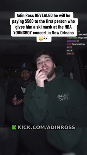 Adin Ross REVEALED he will be paying $500 to the first person who gives him a ski mask at the NBA YOUNGBOY concert in New Orleans 😳👀 #adinross #nbayoungboy #fyp #viral #trending