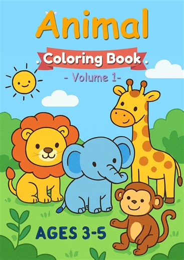 Animal Coloring Book Volume 1 | Kids Activity PDF (digital Download) - Etsy