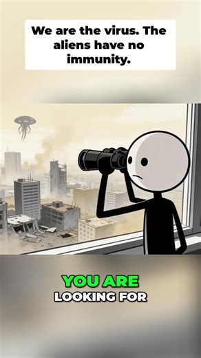 Stick figure leads survivors from ruins, finds hope in resistance. Humans: the secret weapon against aliens! #Survival #Animation #SciFi #Resistance #StickFigure