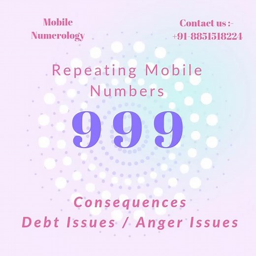 Repetitive numbers in Mobile #999 #numerology #mobilenumerology #astronumerology #predictions