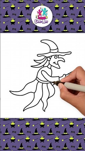 How to Draw a Spooky Halloween Witch 🧙‍♀️#shorts #halloween #drawing #nurseryrhymestreet