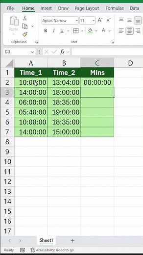 Excel Hack: Find Minutes Between Two Times in Excel in Seconds !