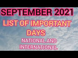 September 2021/Full List of Important National and international Days /Special Days in September