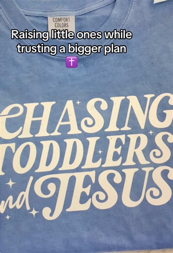 Chasing Jesus and Toddlers Christian Mom T-Shirt, celebrates kingdom motherhood and everyday journey of raising one’s while walking in faith #christiantiktok #christianmom #faithoverfear #christianshirts #momlife