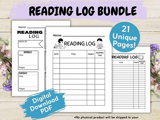 Reading Log Printable Bundle for Kids, Reading Journal for School, Book Challenge Chart, Kid Book Progress Tracker, Story Elements Worksheet - Etsy