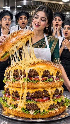 I Made World's Biggest Cheese Burger Ever! 😱🍔#food