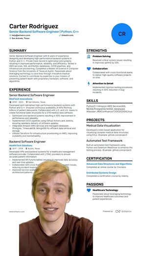 Senior Backend Engineer Resume roasted 😂 #softwareengineering #codinglife