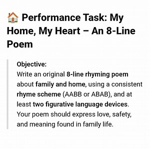 Write an original 8-line rhyming poem about family and home, us... | Filo