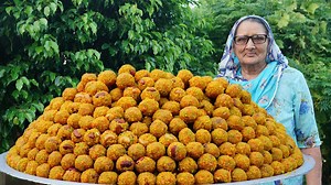 Traditional Rajasthani boondi laddu with sweet Indian flavors