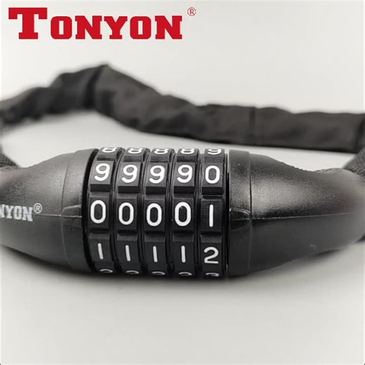 TONYON 5-Digital Bicycle Combination Lock Anti-theft Portable Cadena Candado Bike Chain Lock for Motorcycle