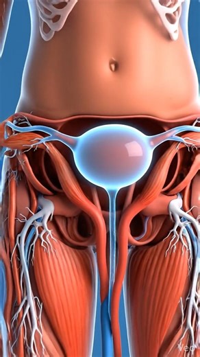 shows how the female urinary system works, from the kidneys, through the ureters, #3danimation