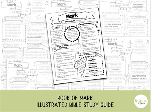 Book of Mark Illustrated Bible Study Guide for Kids | Chapter Summary 1–16 | Christian Printable | Coloring | Instant PDF - Etsy