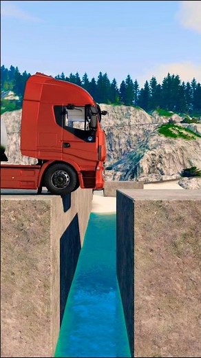 BeamNG.drive - Trucks vs broken bridge🚚🌉 121