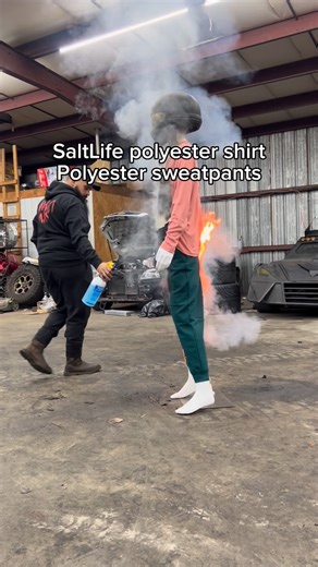 Mike Max on Instagram: "Polyester clothing versus khaki pants and jacket fire test #Test"