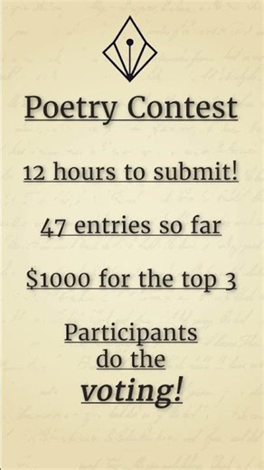 12 hours to Submit Your Poetry!