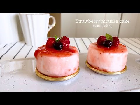 [冷やすだけ・苺ジャムで作る] 簡単絶品！苺のムースケーキ作り方 No oven Strawberry mousse cake 딸기 무스 케이크